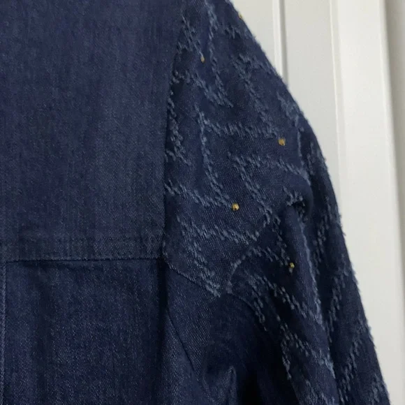 Alfred Dunner Blue denim jean jacket stretch chevron herringbone 6P nwt - Picture 8 of 8